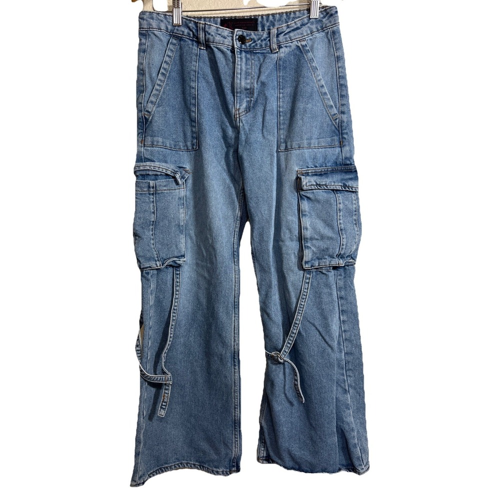VTG Love for Humanity Premium Denim Cargo Jeans Bell Bottom‎ Retro Size 5/27